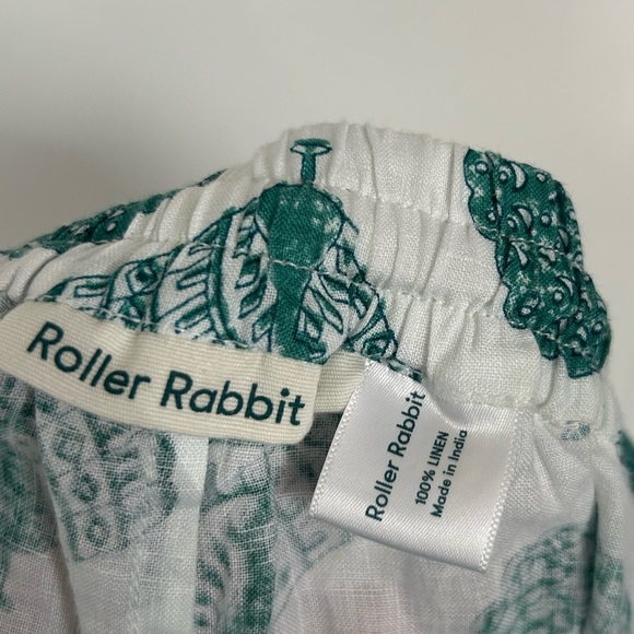 Roller Rabbit 100% Linen Wide leg PANTS PEACOCKS TYRA size extra small eclectic - Picture 12 of 14